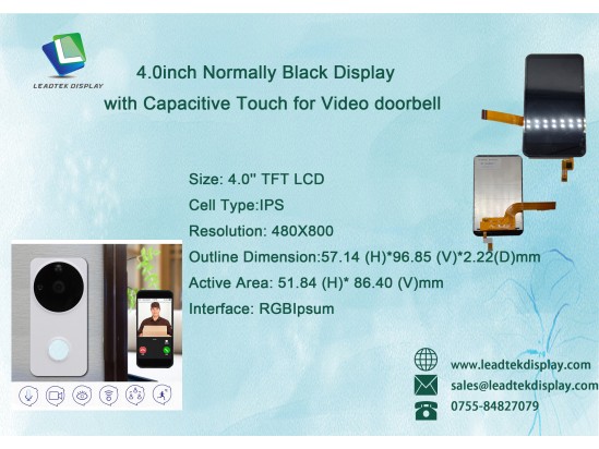 4.0inch Normally Black Display with Capacitive Touch for Video doorbell