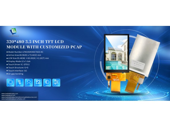 Leadtek 320*480 3.5 inch TFT LCD Module with Customized PCAP